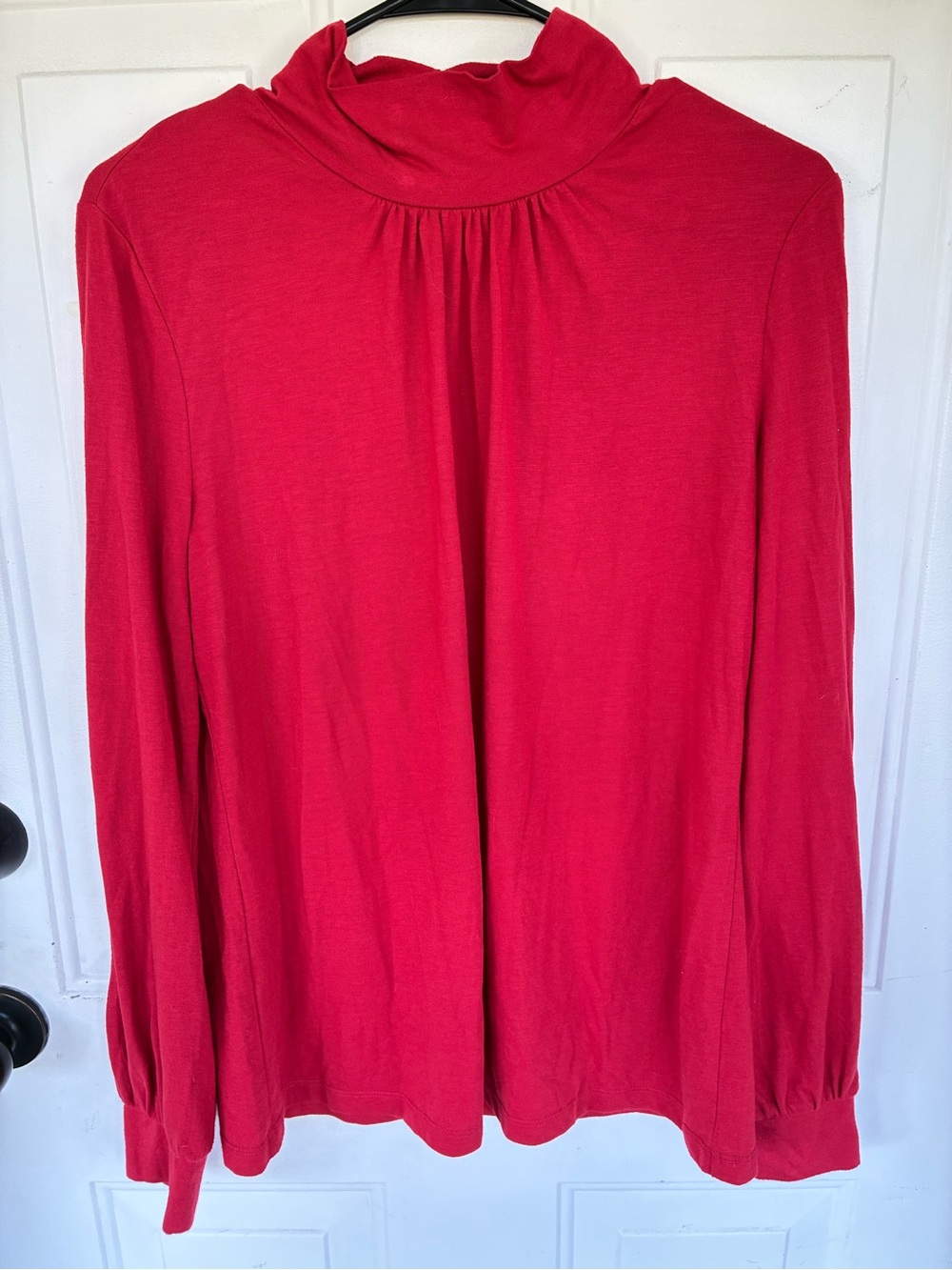 Cato Women's Red Mock Neck Long Sleeve Blouse Top Size Large